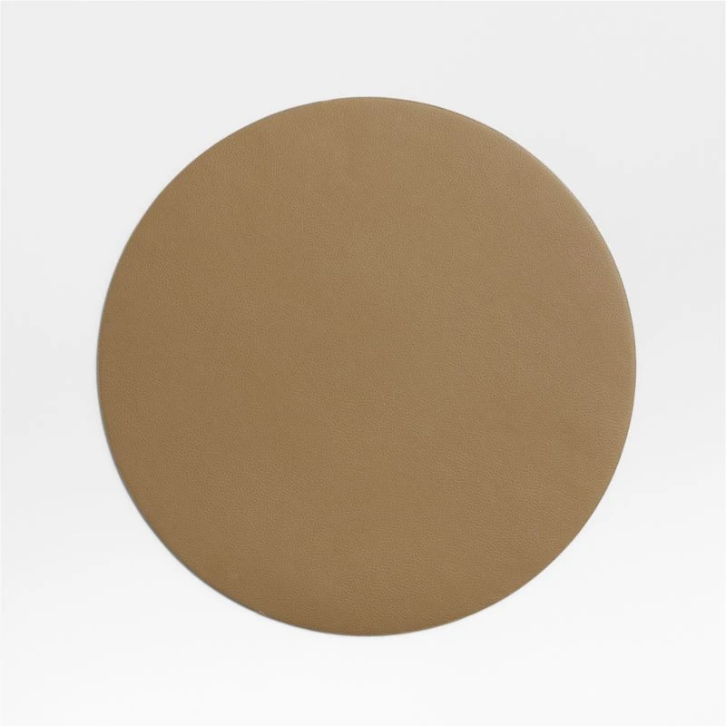 Rizzo Textured Easy Care Faux Leather Mushroom Round Placemat