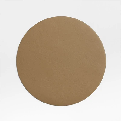 Rizzo Textured Easy Care Faux Leather Mushroom Round Placemat