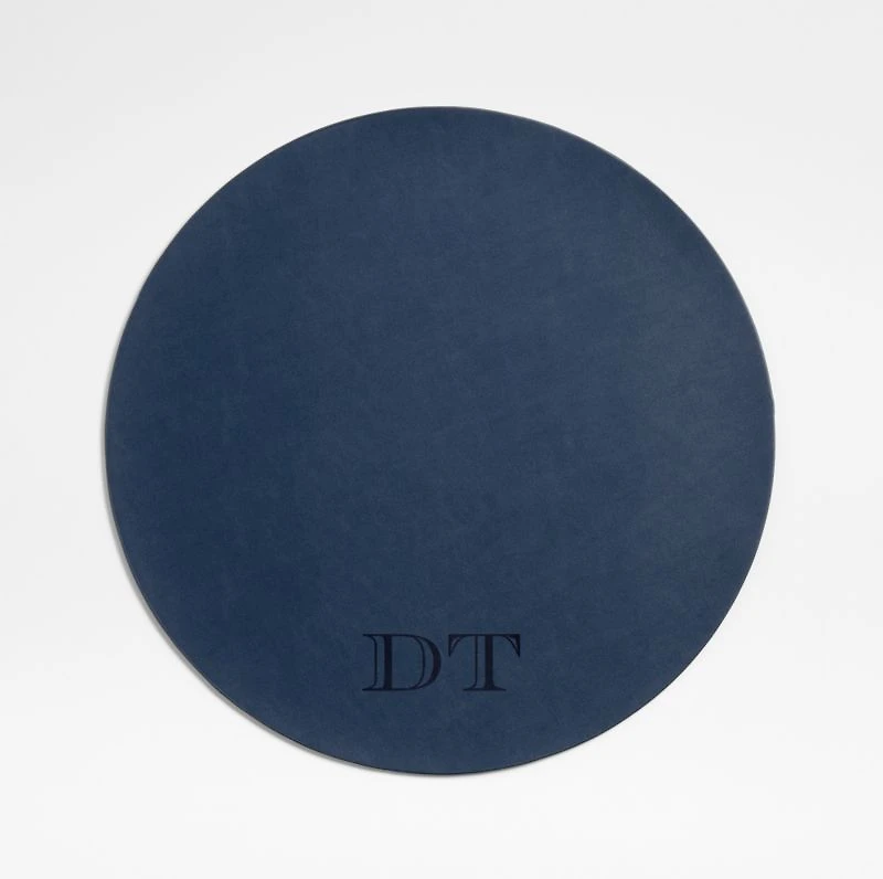 Rizzo Round Reversible Navy and Natural Faux Leather Placemat