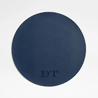 Rizzo Round Reversible Navy and Natural Faux Leather Placemat
