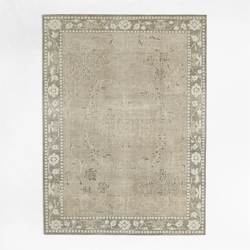 Rochelle Traditional Floral Grey Area Rug 10'x14'