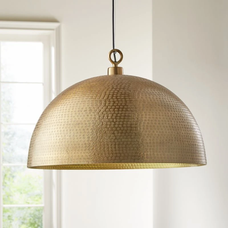 Rodan Hammered Brass Metal Dome Pendant Light 24"