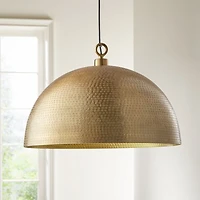 Rodan Hammered Brass Metal Dome Pendant Light 24"