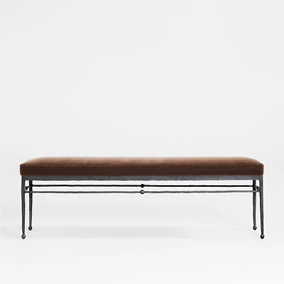 Rodin Brown Velvet Bench by Athena Calderone