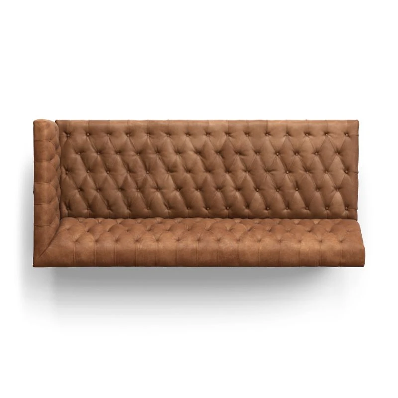 Rollins Camel Leather Tufted Left-Arm Chaise Sectional Sofa