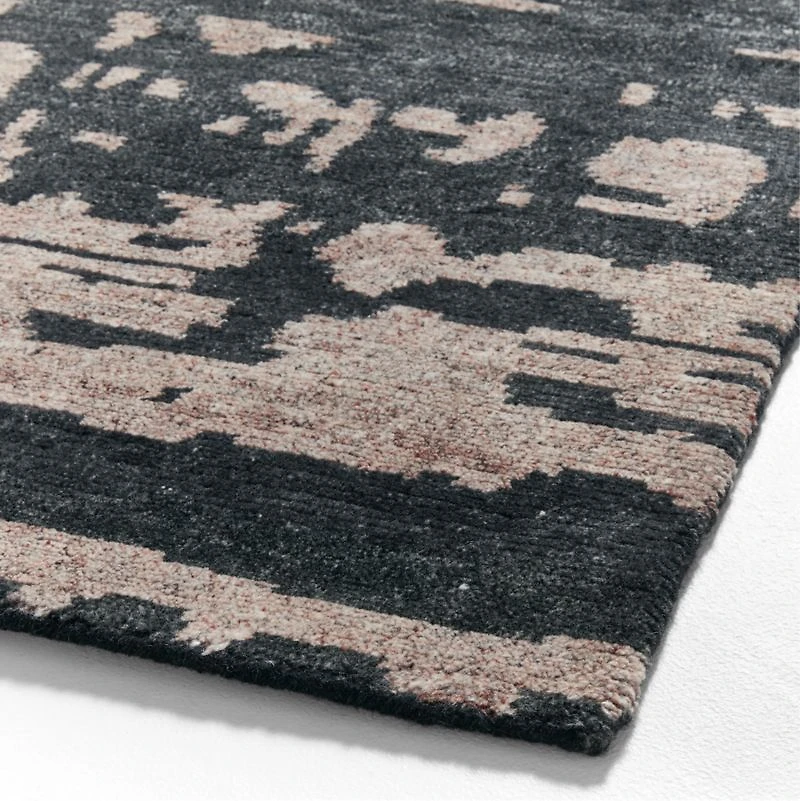 Rome Wool Blend Hand-Knotted Black Area Rug 12'x15'