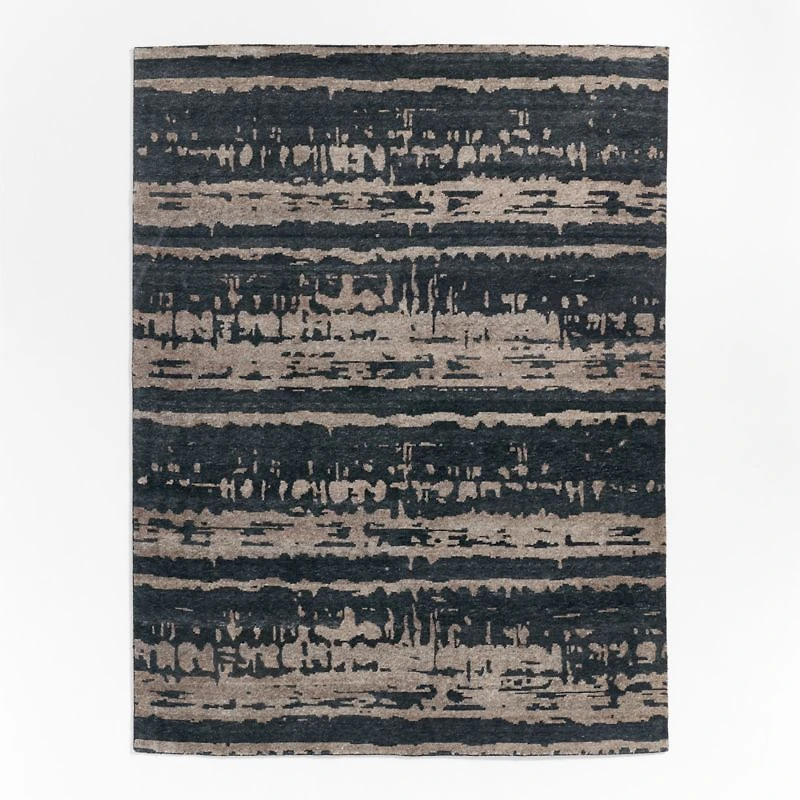 Rome Wool Blend Hand-Knotted Black Area Rug 12'x15'