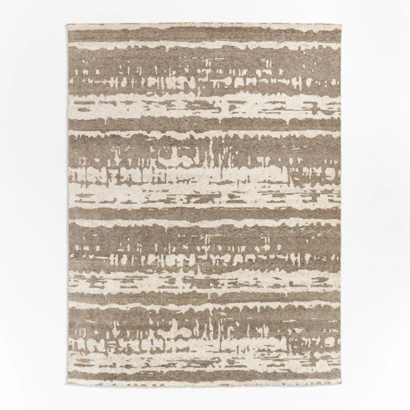 Rome Wool Blend Hand-Knotted Taupe Area Rug 6'x9'