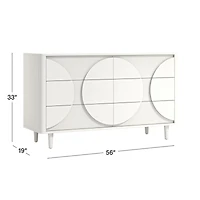 Roselle White Wood Wide 6-Drawer Dresser