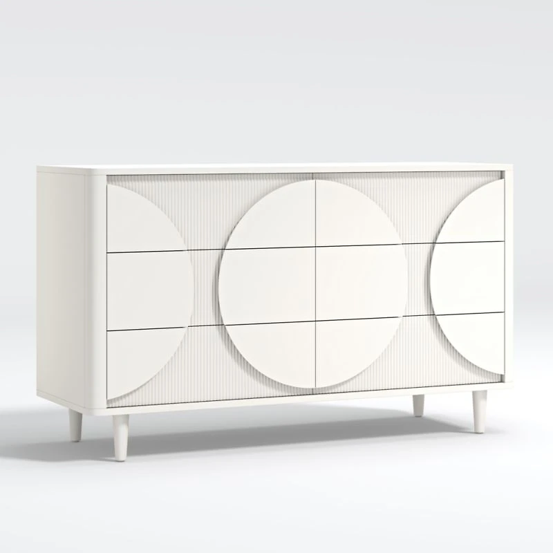 Roselle White Wood Wide 6-Drawer Dresser