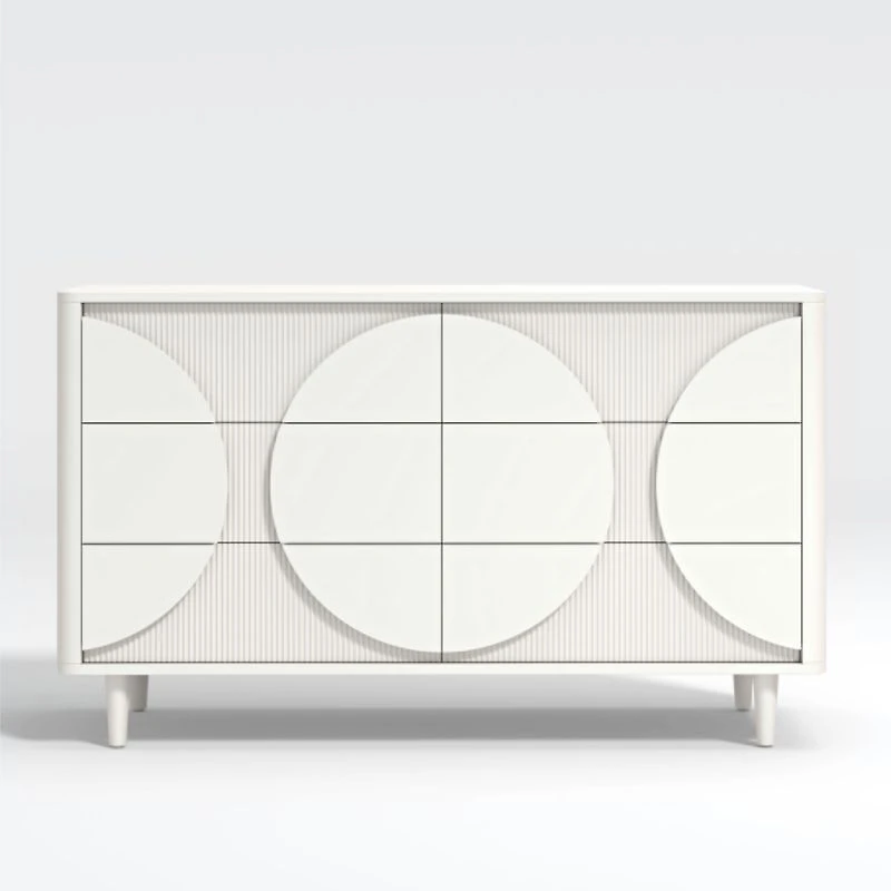 Roselle White Wood Wide 6-Drawer Dresser