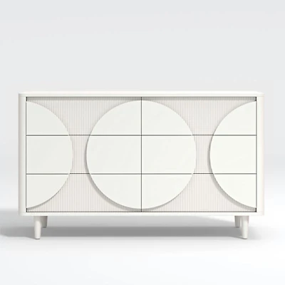 Roselle White Wood Wide 6-Drawer Dresser