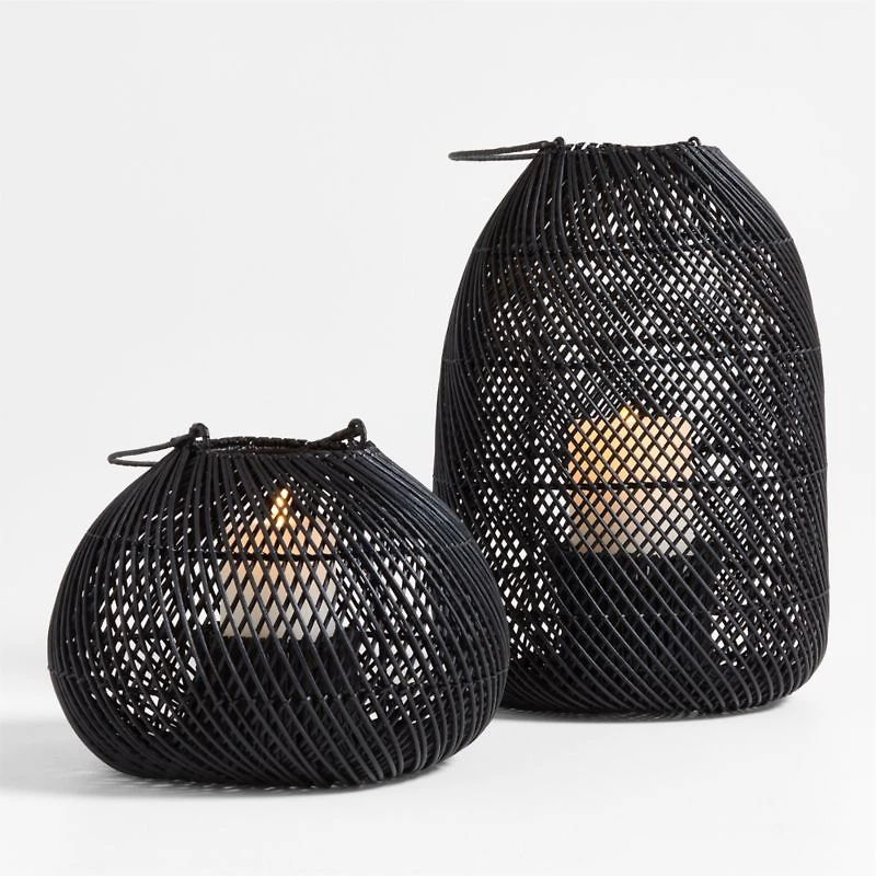 Rota Black Woven Lantern 9"