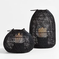 Rota Black Woven Lantern 9"