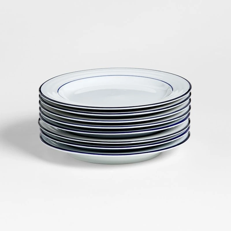 Roulette Blue Band Salad Plates, Set of 8
