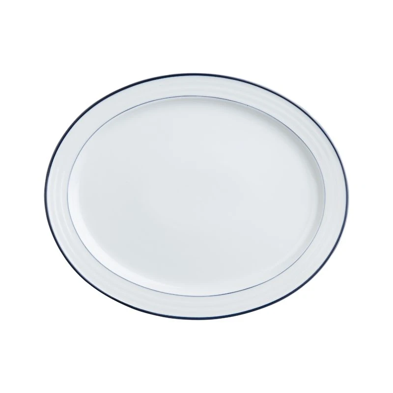Roulette Blue Band Large Oval Platter