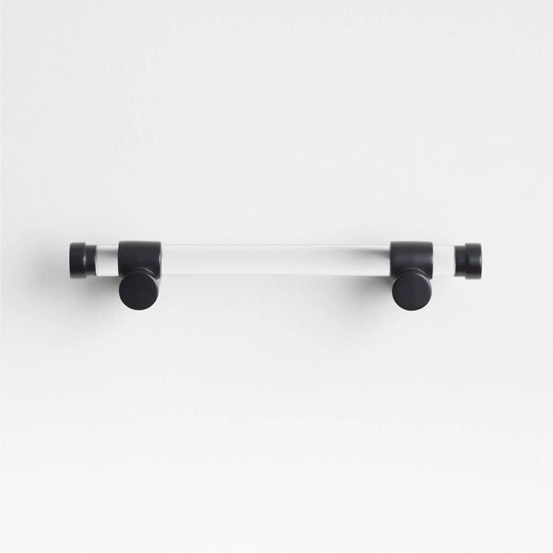 Round Acrylic Black Cabinet Drawer Bar Pull 4"