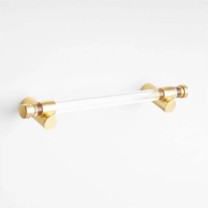 Round Acrylic Brushed Brass Cabinet Drawer Bar Pull 6"
