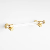 Round Acrylic Brushed Brass Cabinet Drawer Bar Pull 6"