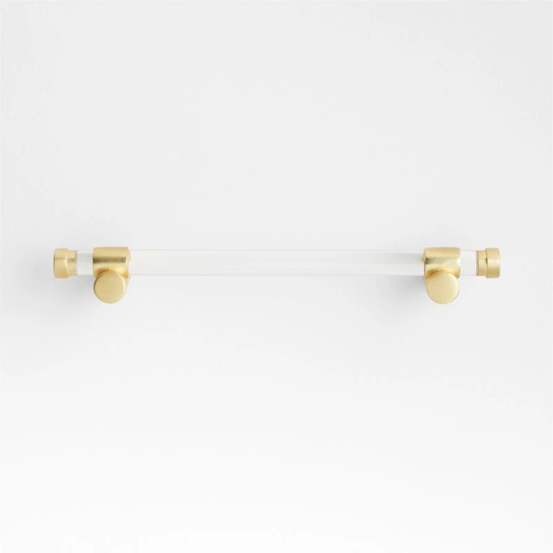 Round Acrylic Brushed Brass Cabinet Drawer Bar Pull 6"
