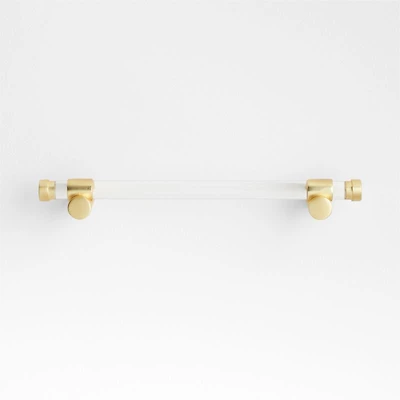 Round Acrylic Brushed Brass Cabinet Drawer Bar Pull 6"