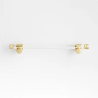 Round Acrylic Brushed Brass Cabinet Drawer Bar Pull 6"