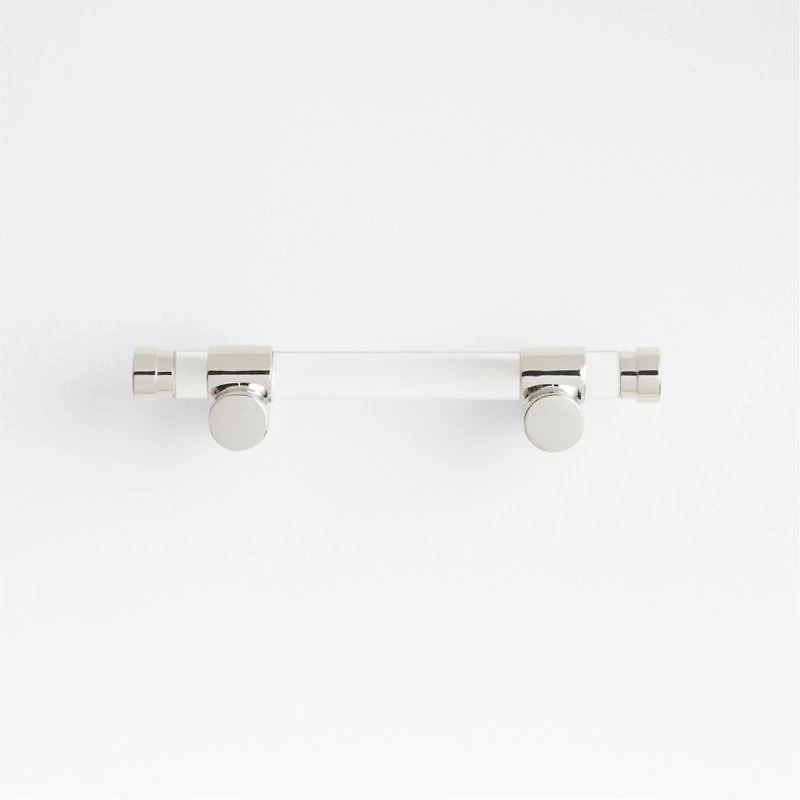 Round Acrylic Chrome Silver Cabinet Drawer Bar Pull 3"