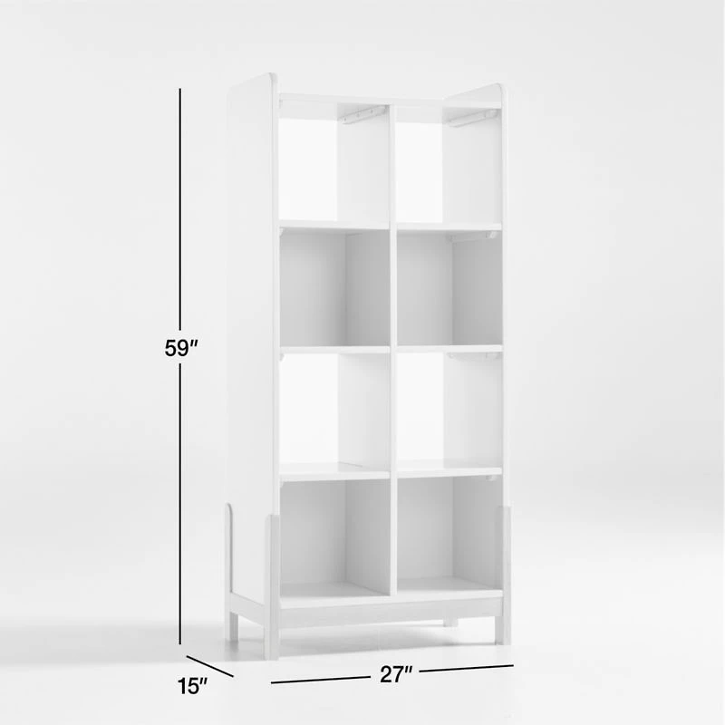 Rue White Wood 8-Cube Bookcase