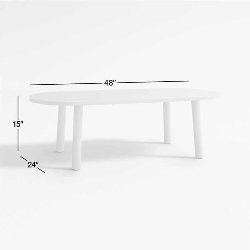 Rue Adjustable White Wood Kids Play Table with 15" Legs