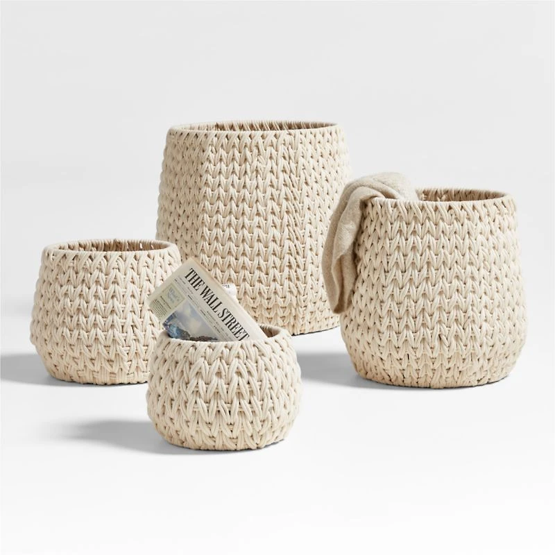 Rulon White Medium Open Storage Tote Basket