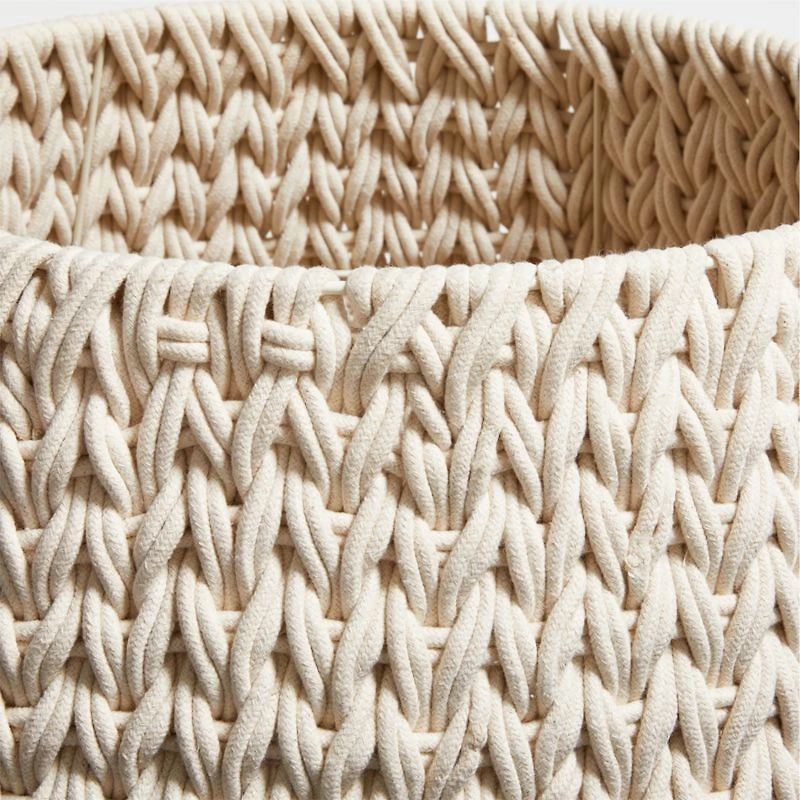 Rulon White Medium Open Storage Tote Basket