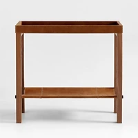 Shinola Runwell Leather and Wood Console Table with Shelf
