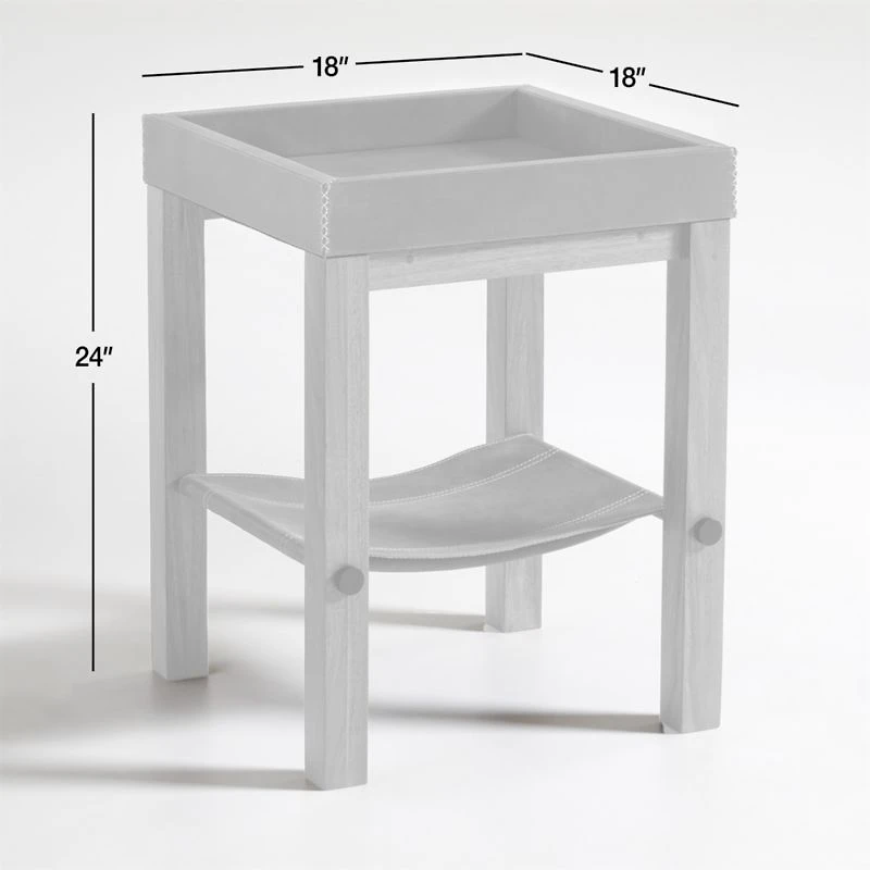Shinola Runwell Leather and Wood End Table with Shelf