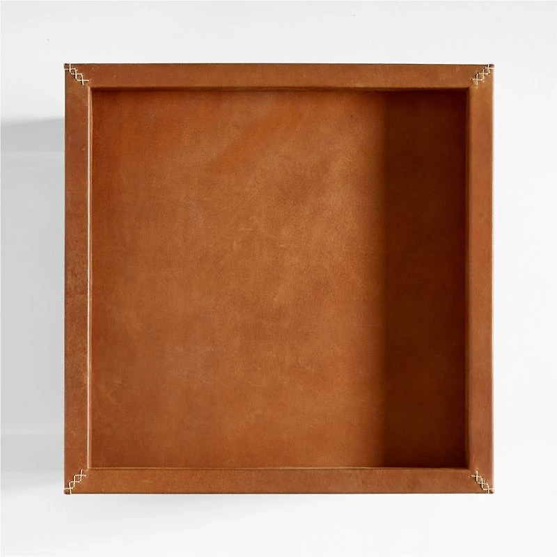 Shinola Runwell Leather and Wood End Table with Shelf