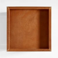 Shinola Runwell Leather and Wood End Table with Shelf