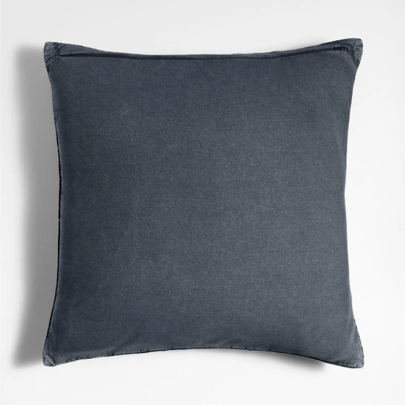 Ruched Jacquard Organic Cotton 20"x20" Midnight Navy Throw Pillow Cover