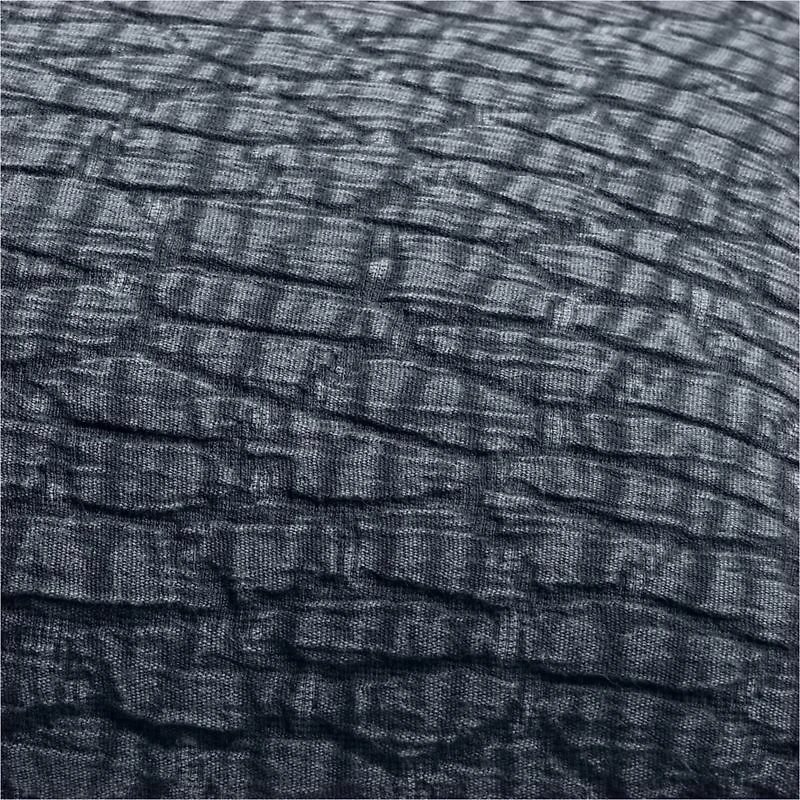 Ruched Jacquard Organic Cotton 20"x20" Midnight Navy Throw Pillow Cover