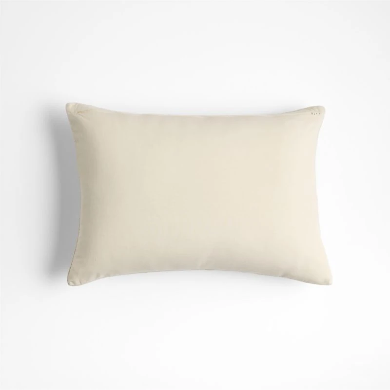 Ruched Jacquard Organic Cotton 22"x15" Travertine Beige Throw Pillow Cover