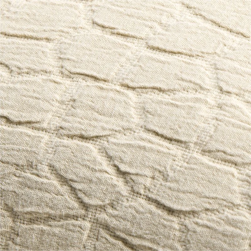 Ruched Jacquard Organic Cotton 22"x15" Travertine Beige Throw Pillow Cover