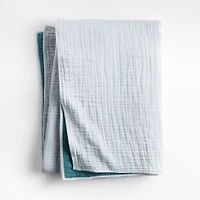 Organic Reversible Cotton Gauze Light Blue Kids Twin Blanket