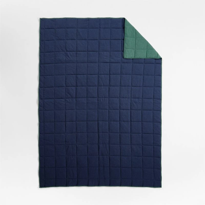 Comfy Tee Navy Blue Reversible Organic Cotton Jersey Kids Twin Quilt