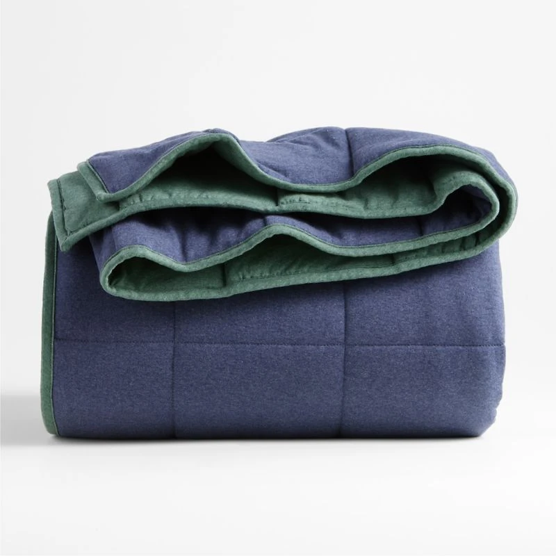 Comfy Tee Navy Blue Reversible Organic Cotton Jersey Kids Twin Quilt