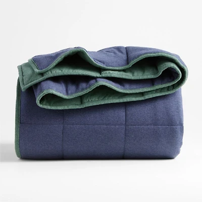 Comfy Tee Navy Blue Reversible Organic Cotton Jersey Kids Twin Quilt