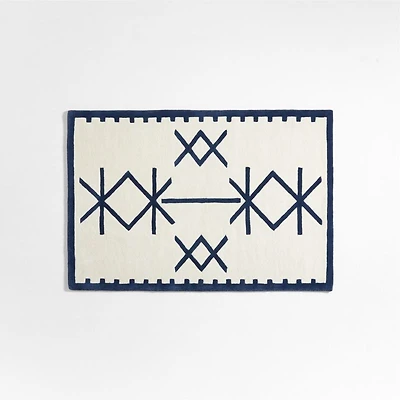Ryka Responsibly Sourced Wool Navy Geometric Kids Rug 4x6