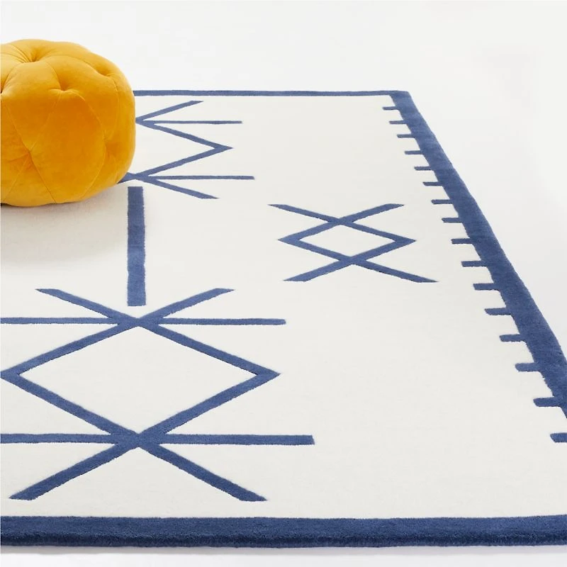 Ryka Responsibly Sourced Wool Navy Geometric Kids Rug 4x6