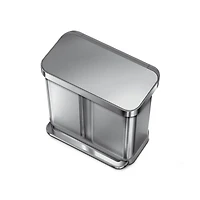 Simplehuman 58 Liter Recycling Kitchen Trash Can with Liner Pocket, Brushed Stainless Steel