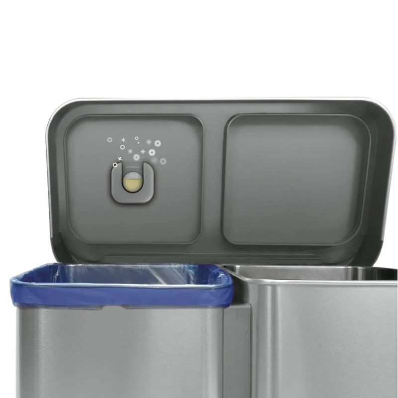 Simplehuman 58 Liter Recycling Kitchen Trash Can with Liner Pocket, Brushed Stainless Steel
