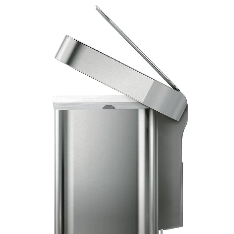 Simplehuman 58 Liter Recycling Kitchen Trash Can with Liner Pocket, Brushed Stainless Steel