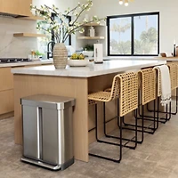 Simplehuman 58 Liter Recycling Kitchen Trash Can with Liner Pocket, Brushed Stainless Steel