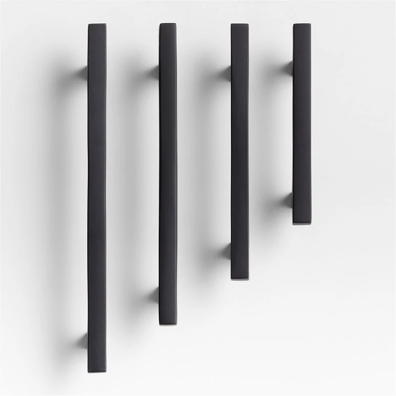 Square Edge 5" Matte Black Cabinet Drawer Bar Pull